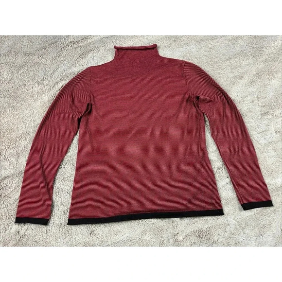 Title Nine Sweater Red Striped Long Sleeve Striped Mock Neck Size Large - Picture 13 of 16